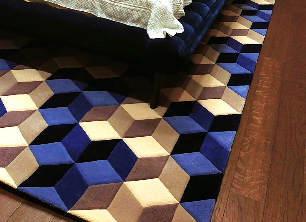 3D effect bedroom carpet in interior