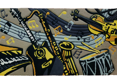 Musical instruments rug designed and manufactured by Carpet Studio