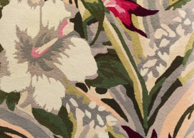 Handmade floral rug with large hibiscus design – full view