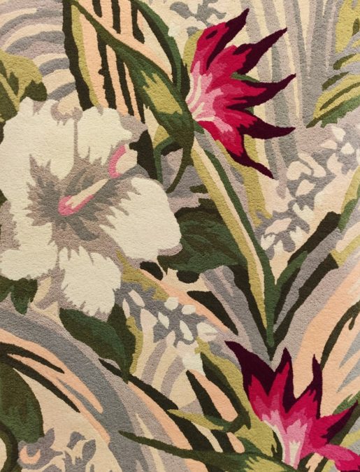 Handmade floral rug with large hibiscus design – full view