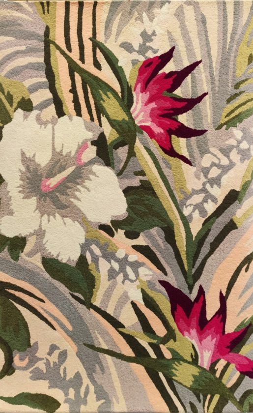 Handmade floral rug with large hibiscus design – full view