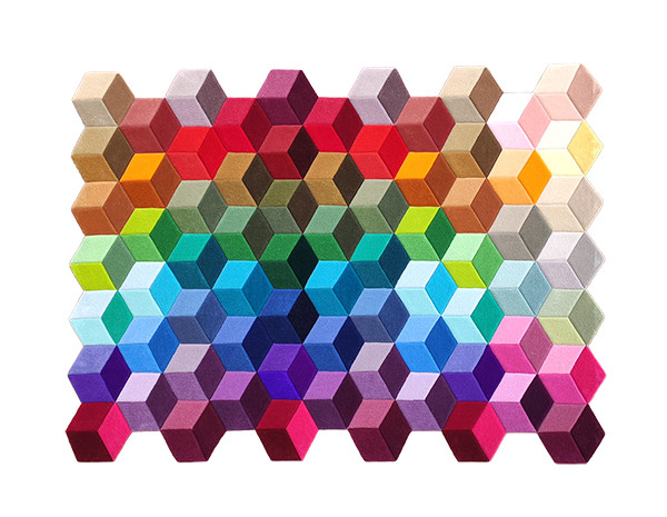 Multicolored irregular shaped carpet with 3d design
