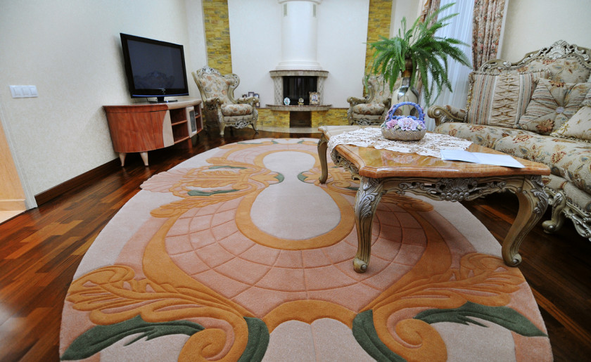 Bespoke wool rug in elegant classic living room